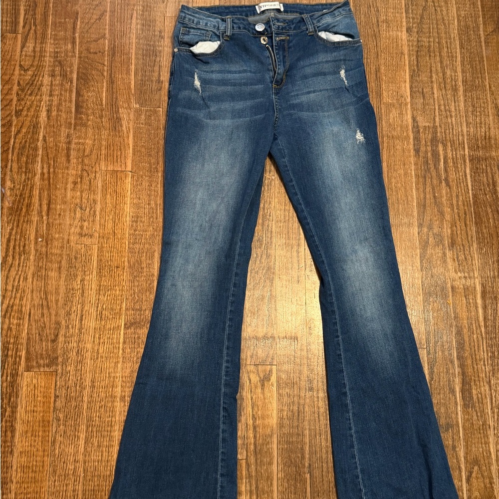Chic Dark Blue Flare Jeans for Women